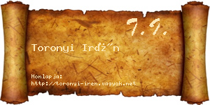 Toronyi Irén névjegykártya
